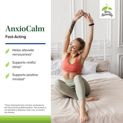 Terry Naturally AnxioCalm packaging highlights EP107 calming phytonutrients.