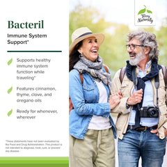 Terry Naturally Bacteril ingredients closeup highlights clove, cinnamon, thyme, oregano