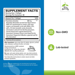 Terry Naturally BosMed bottle label showing ingredients for digestion and comfort.
