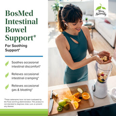 Terry Naturally BosMed softgels being poured, easy daily bowel support.
