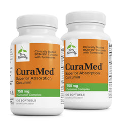 Terry Naturally CuraMed 750 mg bottle front with high-potency curcuminoids.