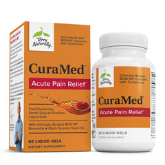 Terry Naturally CuraMed Acute Pain Relief bottle shown for daily mobility support.