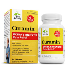 Terry Naturally Curamin Extra Strength bottle front highlighting joint and muscle support