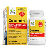 Terry Naturally Curamin Extra Strength bottle pouring capsules for daily circulation and joint support.