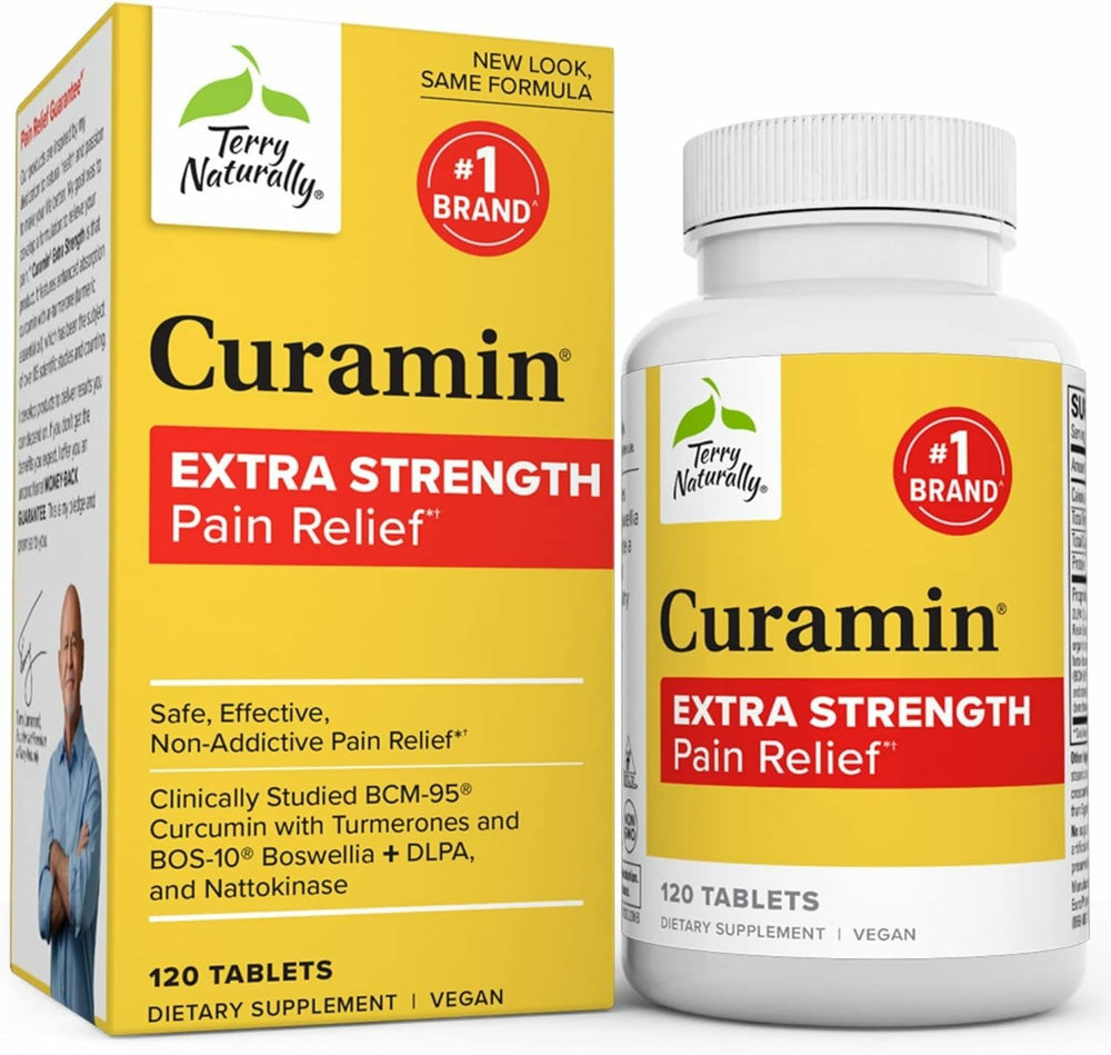Terry Naturally Curamin Extra Strength bottle for daily joint and muscle support