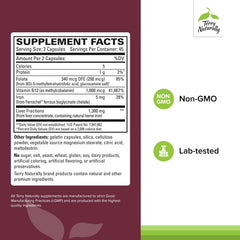 Liver Fractions ingredients label highlighting gentle iron and B vitamins for energy production
