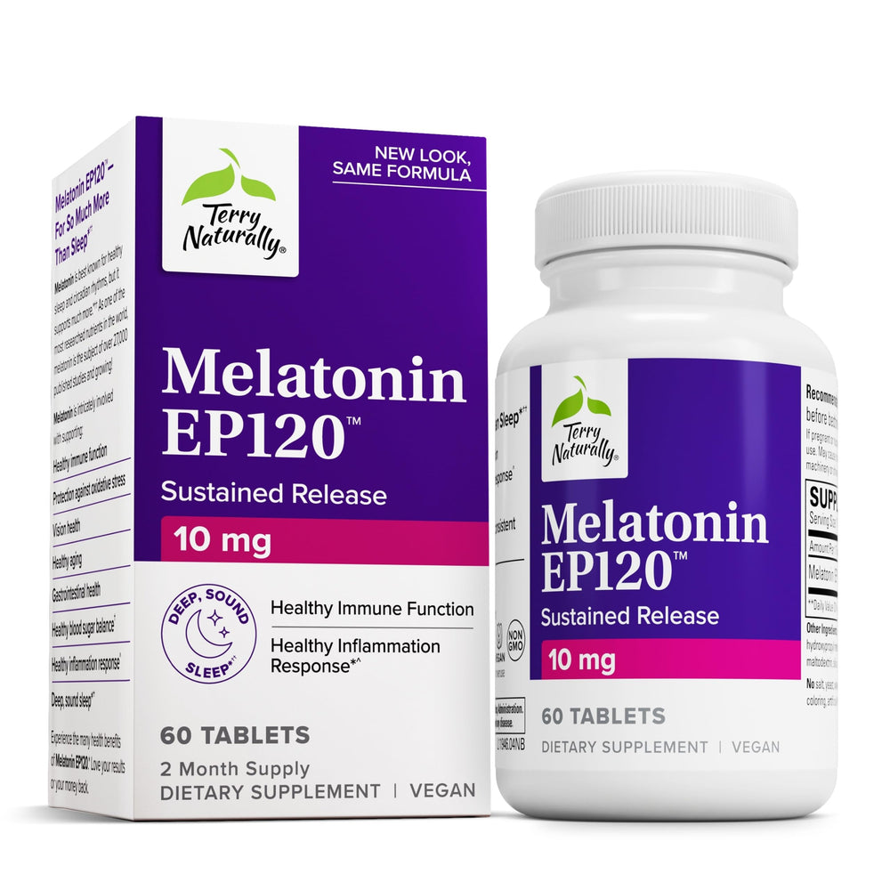 Terry Naturally Melatonin EP bottle front supports a nightly sleep routine