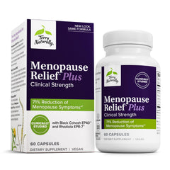 Terry Naturally Menopause Relief Plus capsules for daily menopause support and mood balance.