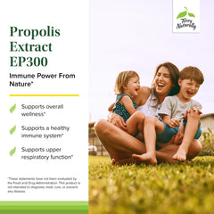 Propolis EP300 capsules together with a beverage to illustrate mix-in option