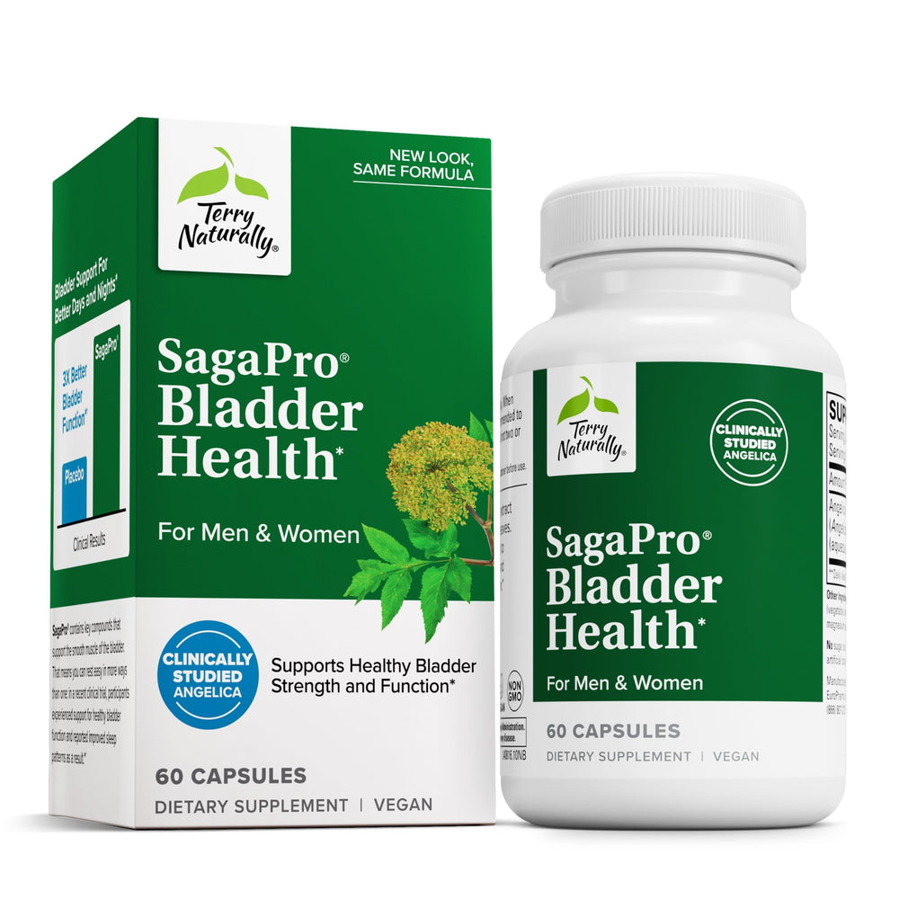 Terry Naturally SagePro Bladder bottle with label highlighting Angelica leaf extract for bladder support.