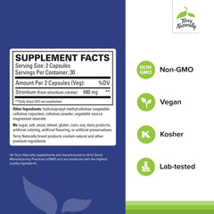 Terry Naturally Strontium vegan capsules close-up for daily bone health