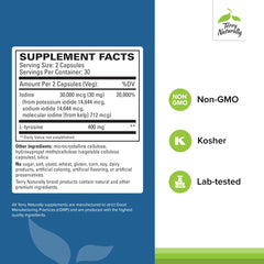 Terry Naturally Thyroid Care bottle cap close-up highlighting convenient daily capsules