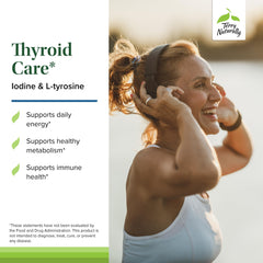 Terry Naturally Thyroid Care capsules close-up emphasizing iodine and L-tyrosine ingredients