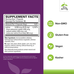 Terry Naturally Tri-Iodine capsule closeup, illustrating daily dosage convenience.