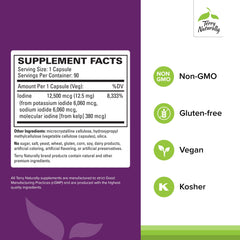 Terry Naturally Tri-Iodine capsules close-up emphasizing three iodine forms for balance