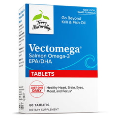 Terry Naturally Vectomega bottle pouring capsules for easy daily intake