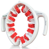 TESMED cellulite massager on thigh showing targeted action for smoother skin