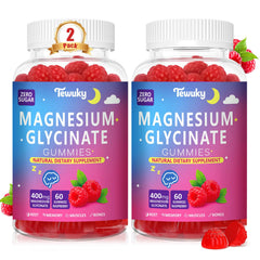 Tewuky Magnesium Glycinate Gummies bottle with raspberry flavor for relaxed sleep support.