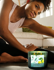 T&H green glass candle jar with lid adds spa-like calm to any room