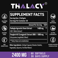 Thalacy bottle back view showing serving size for workouts.