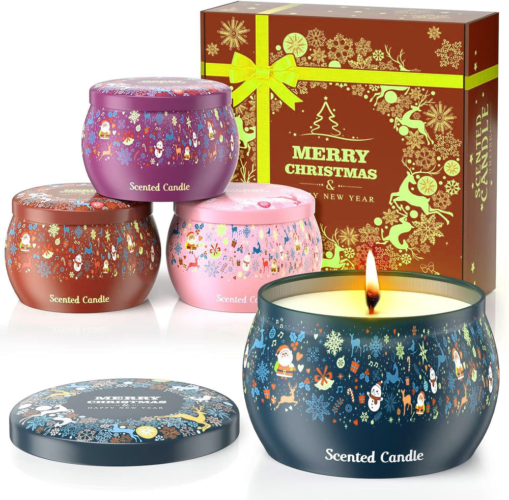 THAUSDAS Aromatherapy Christmas Candle front view showing warm glow for cozy spaces