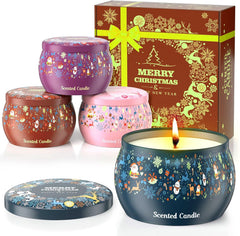 THAUSDAS Aromatherapy Christmas Candle front view showing warm glow for cozy spaces