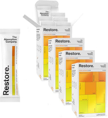 The Absorption Company electrolyte packets mango lemonade glass ready for post-workout refreshment
