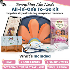 The Bloom educational eBook is open, guiding tween knowledge about periods.