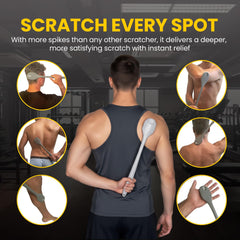The Body Scratcher scalp-massager close-up shows soothing head massage.