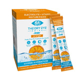 The Dry Eye Drink orange packets ready to mix for quick eye hydration.