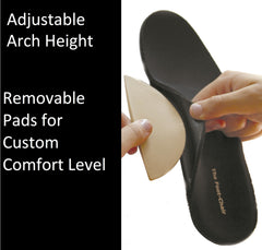 The Foot Chair polypropylene footbeds provide firm yet flexible shock absorption.