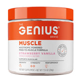 The Genius Brand Genius Muscle bottle front for endurance and recovery support