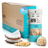 The GFB Coconut Cashew Bites pack front, gluten-free vegan snack on the go
