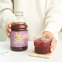 The Ginger People Ginger Soother Elderberry Gingerade packaging in recyclable PET.