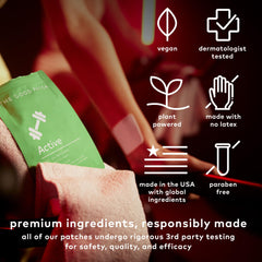 Vegan, non-GMO, paraben-free patch designed for wearable wellness.