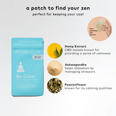 Be Calm Patch with ashwagandha root shown for plant-powered calm