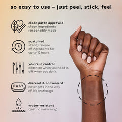 The Good Patch Nite Nite patch on arm shows discreet wearable wellness.