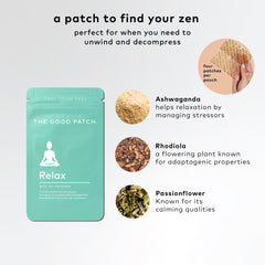Close-up of The Good Patch Relax on skin showing easy peel-and-stick