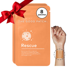 Packaging of The Good Patch Rescue Recovery Patch, a discreet plant-powered wellness solution.