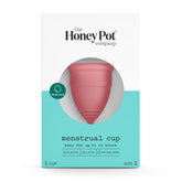 The Honey Pot Company menstrual cup Size 2 in open package for eco-friendly use.