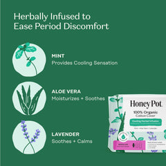 Organic cotton cover on Honey Pot pads ensures breathable protection for sensitive skin.