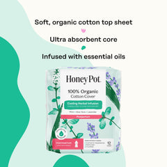 The Honey Pot organic cotton cover on a pad emphasizes softness and protection