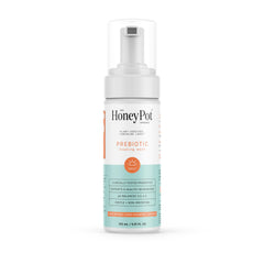 The Honey Pot Prebiotic Wash bottle highlights gentle cleansing for sensitive skin.