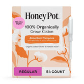 The Honey Pot Regular Absorbency tampon with bio-plastic applicator for quick, clean insertion.