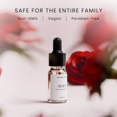 The Magic Scent Heaven diffuser oil label detail showing luxe branding and notes.