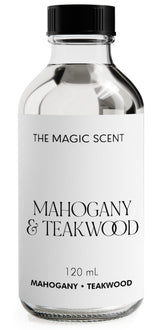 The Magic Scent Mahogany Teakwood diffuser oil bottle fills spaces with warm, inviting wood note.