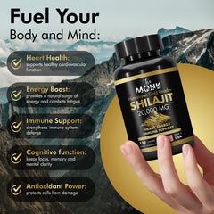 The MONK Shilajit capsules offer convenient daily dosing.