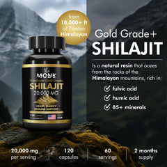 The MONK Shilajit pour shows convenient dosing for daily energy support.