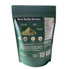 Glass with powder ready to mix demonstrates easy servings and quick preparation.