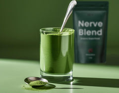The Nerve Brand Neuropathy Superfood tin label showing 600mg R-Alpha Lipoic Acid per serving.